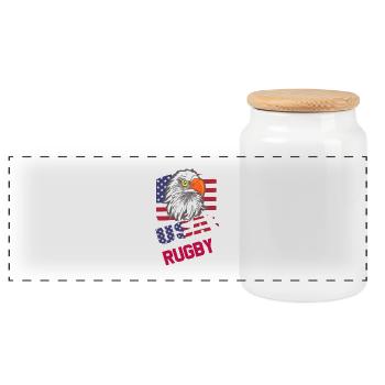 Football américain de rugby - Boîte à biscuits avec couvercle en bois - blanc - Devant