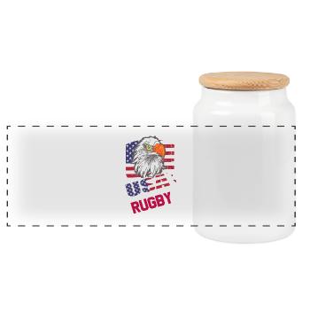 USA Rugby Vintage - Panoramic Cookie Jar with Wooden Lid - white - Front