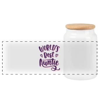 Best Aunt Ever - Für die Liebste Tante der Welt - Panorama Keksdose mit Holzdeckel - Weiß - Vorne