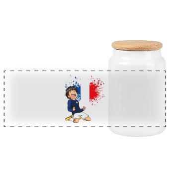 Football France gift jersey France - Panoramic Cookie Jar with Wooden Lid - white - Front
