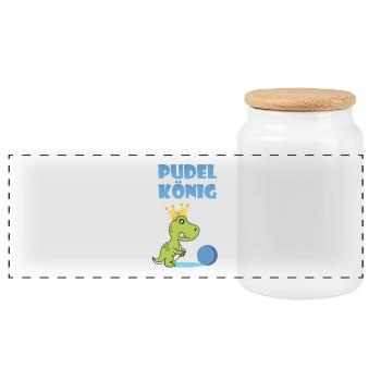 Pudelkoenig - Pudelkönig Kegeln T-Shirt - Panorama Keksdose mit Holzdeckel - Weiß - Vorne