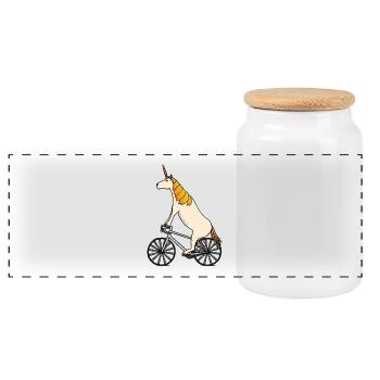 Unicorn promenades bicyclette licorne cadeau - Boîte à biscuits avec couvercle en bois - blanc - Devant