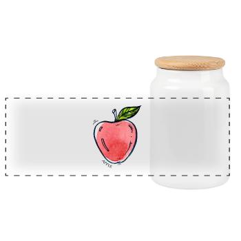 Apfel Obst Frucht Apple Fruit - Panorama Keksdose mit Holzdeckel - Weiß - Vorne