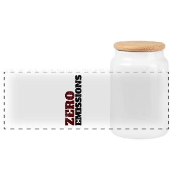 Zero emissions / electric driving / electric car - Panoramic Cookie Jar with Wooden Lid - white - Front