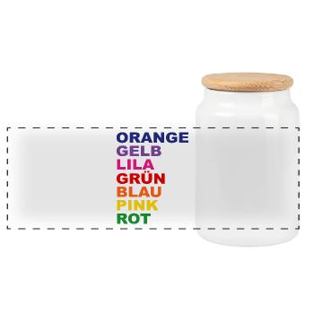 T-shirt arc-en-ciel - Boîte à biscuits avec couvercle en bois - blanc - Devant