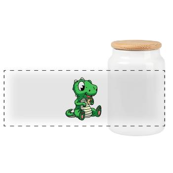 Dino Dragon Fantasy Enfant Cookies Cadeau d’anniversaire - Boîte à biscuits avec couvercle en bois - blanc - Devant