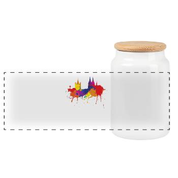 Cologne Skyline Kölner Dom Coloré Couleurs Peinture - Boîte à biscuits avec couvercle en bois - blanc - Devant