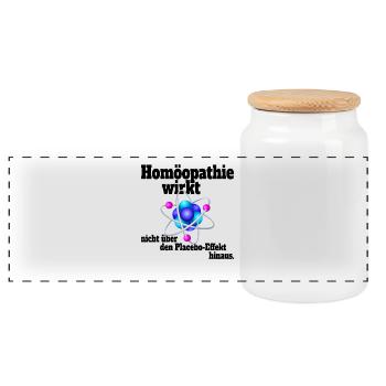 Homöopathie Wirkt Nicht Über Placeboeffekt Hinaus - Panorama Keksdose mit Holzdeckel - Weiß - Vorne