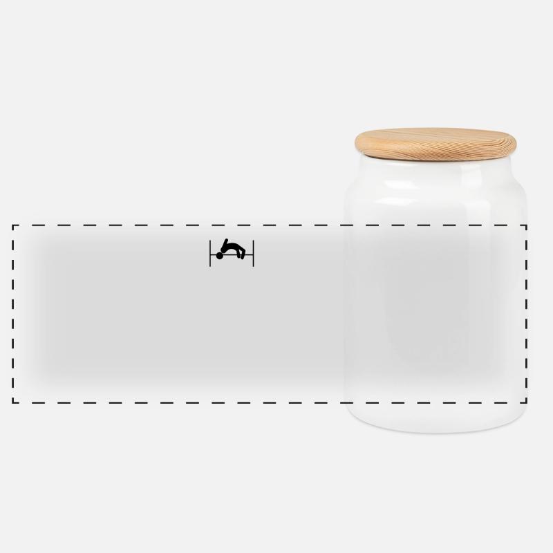 high jump - Panoramic Cookie Jar with Wooden Lid - white
