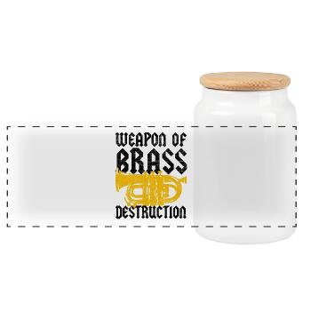 Tuba Player Weapon Of Brass Destruction Tuba Music - Panoramic Cookie Jar with Wooden Lid - white - Front