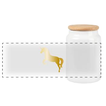 Einhorn - Panorama Keksdose mit Holzdeckel - Weiß - Vorne