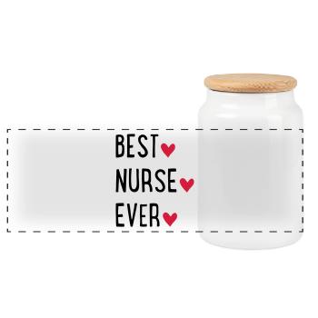 nurse - Panoramic Cookie Jar with Wooden Lid - white - Front