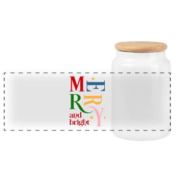 Noël - Boîte à biscuits avec couvercle en bois - blanc - Devant