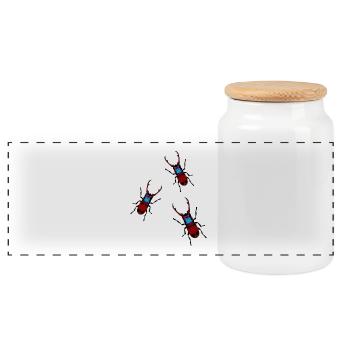 Insects Stag Beetle Insect Antlers Forest animals - Panoramic Cookie Jar with Wooden Lid - white - Front