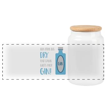 GIN - Panorama Keksdose mit Holzdeckel - Weiß - Vorne