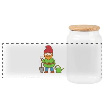 nain de jardin - Boîte à biscuits avec couvercle en bois - blanc - Devant