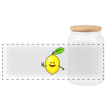 Funny Sour Lemon Healthy Vitamins Winter Time - Panoramic Cookie Jar with Wooden Lid - white - Front
