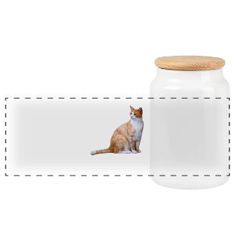 Katze sitzt rot Cat Kitty Sweet Geschenk - Panorama Keksdose mit Holzdeckel - Weiß - Vorne