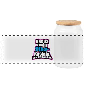 Das Ist Mein 90er Kostüm Retro Outfit Motto Party - Panorama Keksdose mit Holzdeckel - Weiß - Vorne