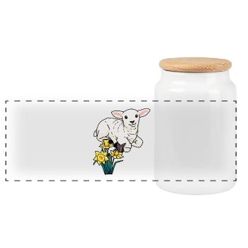 Baby Lamm Schaf Ostern Kinder Frohe Ostern - Panorama Keksdose mit Holzdeckel - Weiß - Vorne