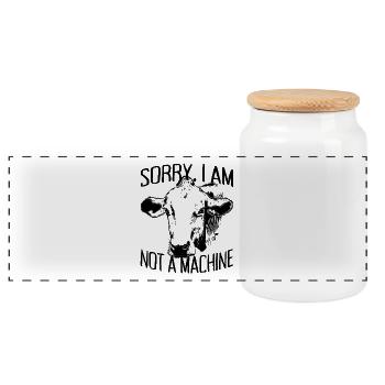 Sorry I Am Not A Machine Kuh Kühe Tierschutz Vegan - Panorama Keksdose mit Holzdeckel - Weiß - Vorne