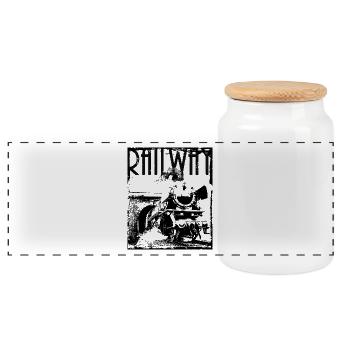 Chemin de fer - Boîte à biscuits avec couvercle en bois - blanc - Devant