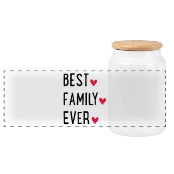 Beste Familie - Panorama Keksdose mit Holzdeckel - Weiß - Vorne