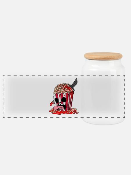Horrorfilm Horror Film Popcorn Geschenk - Panorama Keksdose mit Holzdeckel - Weiß