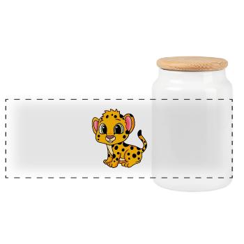 Bébé guépard - Boîte à biscuits avec couvercle en bois - blanc - Devant