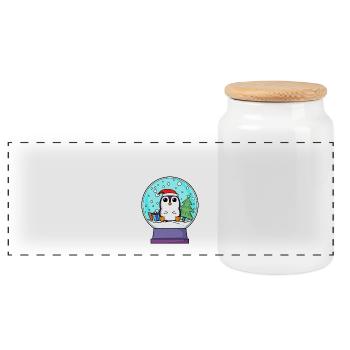 Mon premier bébé pingouin Noël Noël - Boîte à biscuits avec couvercle en bois - blanc - Devant
