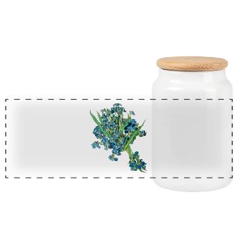 Vincent van Gogh * Iris Irises Flowers 1889 - Panoramic Cookie Jar with Wooden Lid - white - Front
