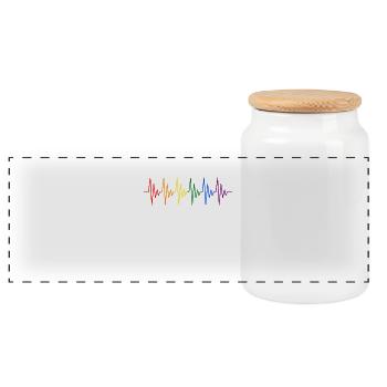 Rainbow heartbeat - Panoramic Cookie Jar with Wooden Lid - white - Front