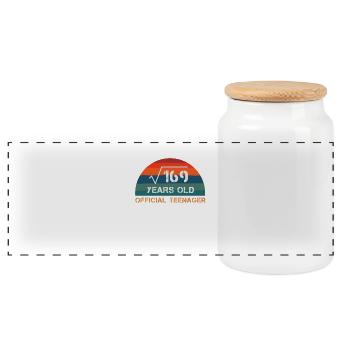 13th Birthday - Official Teenager Math Lover Bday - Panoramic Cookie Jar with Wooden Lid - white - Front