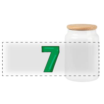 Number 7 - Panoramic Cookie Jar with Wooden Lid - white - Front