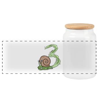 3.Geburtstag Schnecke - 3 Jahre alt Geschenk - Panorama Keksdose mit Holzdeckel - Weiß - Vorne