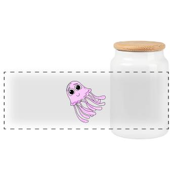 jellyfish - Panoramic Cookie Jar with Wooden Lid - white - Front