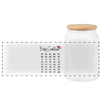 Bébé Compte à rebours Semaines de grossesse - Boîte à biscuits avec couvercle en bois - blanc - Devant