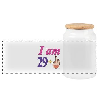 30. Geburtstag lustiges Geschenk für Frauen, die 29+ - Panorama Keksdose mit Holzdeckel - Weiß - Vorne
