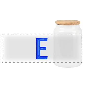 Buchstabe E Anfangsbuchstabe Blau - Panorama Keksdose mit Holzdeckel - Weiß - Vorne