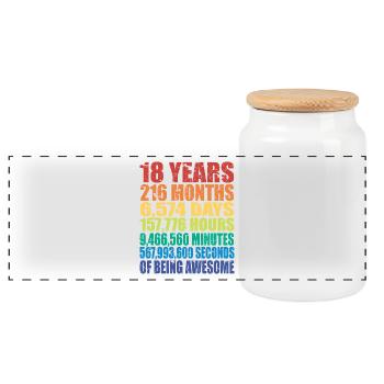 Cadeau d'anniversaire pour hommes et femmes, 18 ans d'âge - Boîte à biscuits avec couvercle en bois - blanc - Devant