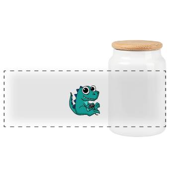 Third Baby Player 3 has the game Entering Baby - Panoramic Cookie Jar with Wooden Lid - white - Front