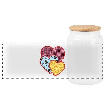 Herzen, Valentinstagsgeschenk, Pfoten, Hundekatzenliebhaber - Panorama Keksdose mit Holzdeckel - Weiß - Vorne