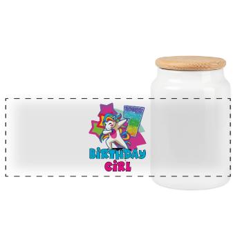 7ème cadeau d'anniversaire pour filles, licorne, 7 ans - Boîte à biscuits avec couvercle en bois - blanc - Devant