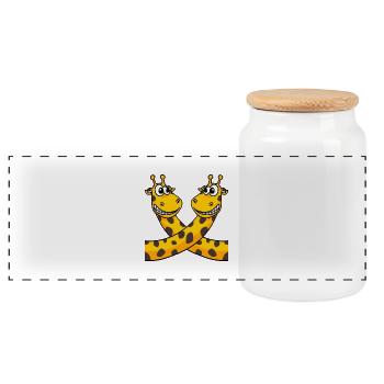 Giraffes giraffe - Panoramic Cookie Jar with Wooden Lid - white - Front