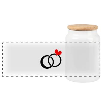Marry engagement ring wedding wedding band couples marriage - Panoramic Cookie Jar with Wooden Lid - white - Front