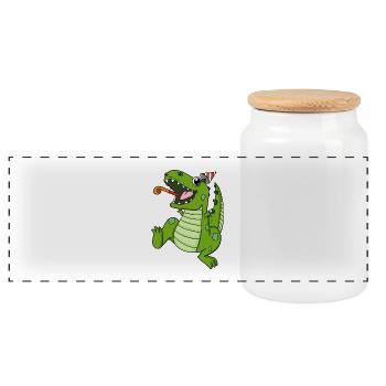 Fête des dinosaures - Boîte à biscuits avec couvercle en bois - blanc - Devant