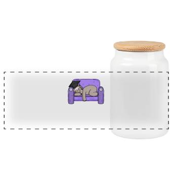 Paresseux étudiant drôle - Boîte à biscuits avec couvercle en bois - blanc - Devant