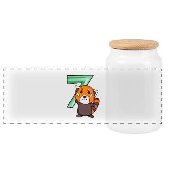 Panda rouge - Boîte à biscuits avec couvercle en bois - blanc - Devant