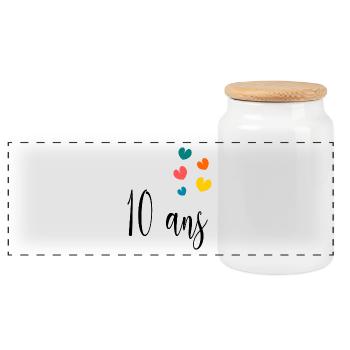 10 ANS. ANNIVERSAIRE. HAPPY BIRTHDAY. JOYEUX ANNIV - Boîte à biscuits avec couvercle en bois - blanc - Devant