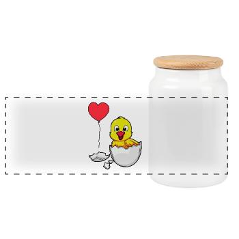 Eierschale Küken Ostern Geburt Baby Kinder Ei - Panorama Keksdose mit Holzdeckel - Weiß - Vorne